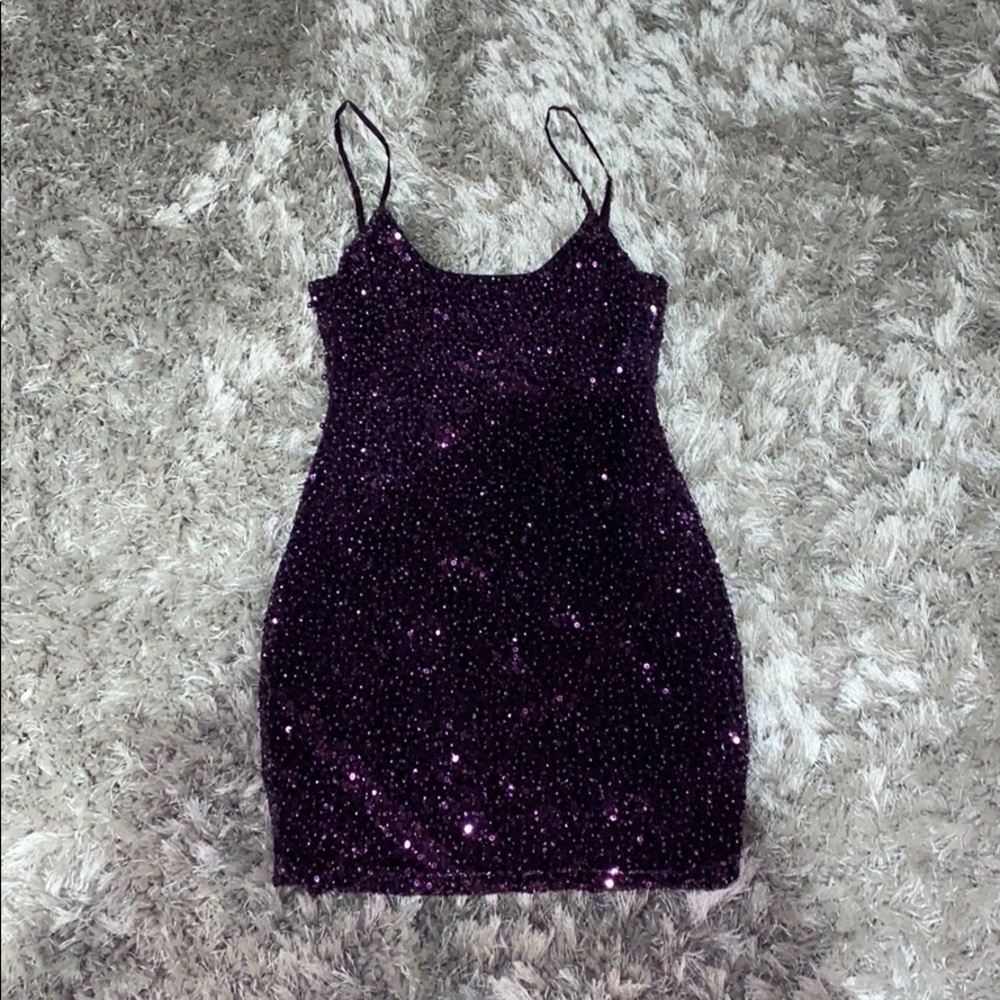 Oh Polly Purple Embellished Mini Dress